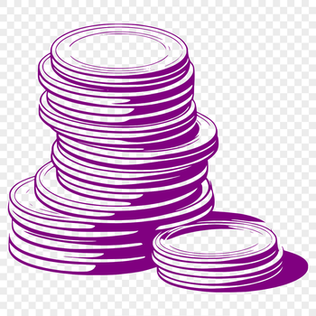 A collection of coins in various denominations and designs, suitable for design projects and craft cutting.