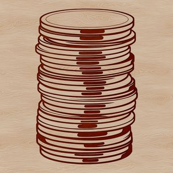 Illustrative coins in various denominations and designs, suitable for vector art projects.
