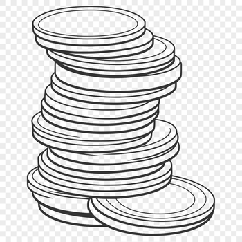 Illustrative coin collection in a vector format.