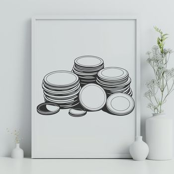 A set of coins in various denominations, illustrated as vector graphics.