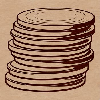 Vector illustration of a stack of shiny coins in various denominations