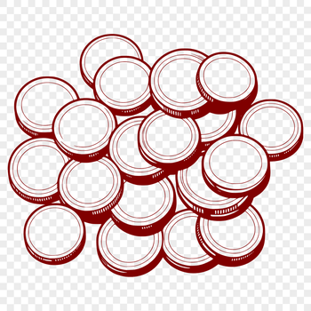 A collection of various currency coins designed as vector graphics.