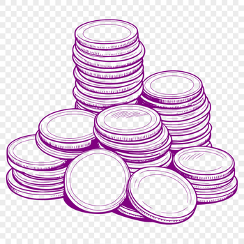 A collection of metallic coins in various denominations.
