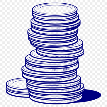 Vector illustration of various types of coins from around the world.