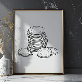 A set of vector coins in various denominations.