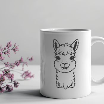 A digital illustration of a South American camelid with soft fur.