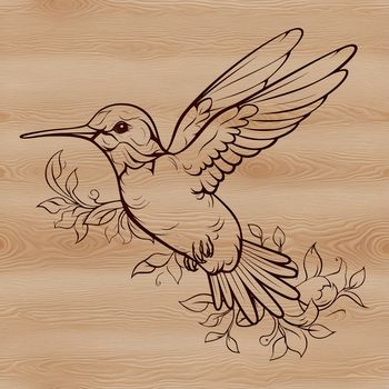 A digital illustration of a hummingbird in flight, with intricate details and realistic colors.