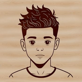 An SVG vector graphic image featuring a smiling child standing alone.