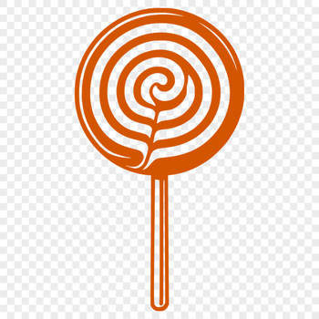 A vector graphic design of a standalone lollipop candy with bold lines and bright colors.