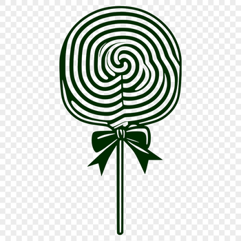 A colorful illustration of a lollipop with swirly patterns and stripes.