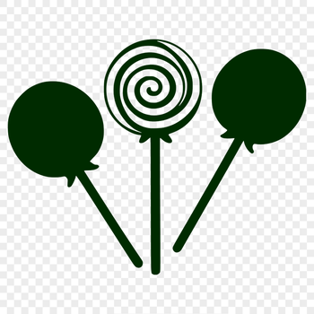 A colorful illustration of a lollipop with swirl patterns.