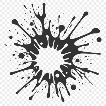 A circular shape with irregular edges, resembling a splattered or spilled object.