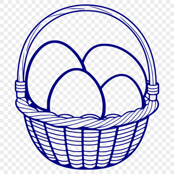 A colorful illustrated egg in a traditional Easter basket setting, suitable for vector designs.