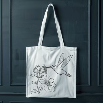 A detailed illustration of a hummingbird surrounded by foliage, created using SVG graphics.