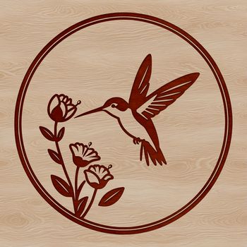 A colorful hummingbird in flight, surrounded by a floral background, ideal for use as vector art or clipart.