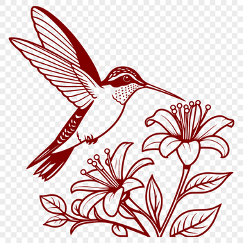 A vector graphic of a hummingbird with intricate details suitable for design and crafting projects.