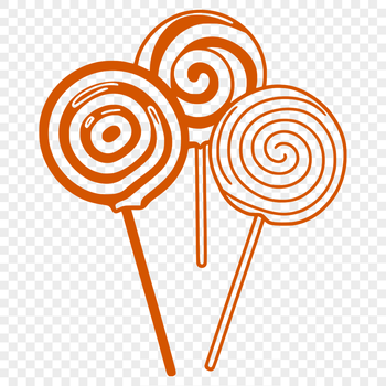 A colorful illustration of a lollipop with swirly patterns and a rounded handle.