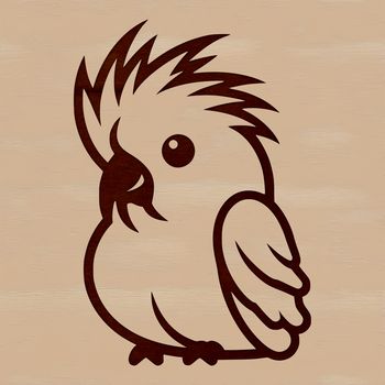 A simple line drawing of a colorful parrot in various poses, designed as vector art for digital and craft use.