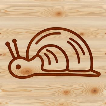 A simple line drawing of a snail on a white background.