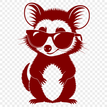A wild animal, a possum, wearing sunglasses in a playful illustration.