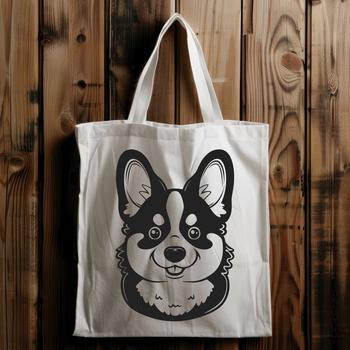 A breed-specific illustration of a Welsh Corgi's head, suitable for digital design and craft projects.