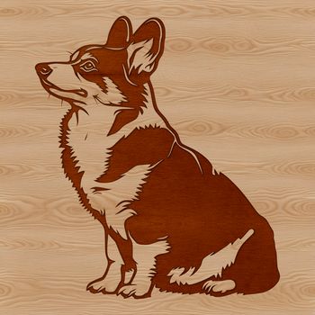 A vector illustration of a Corgi sitting on its haunches.
