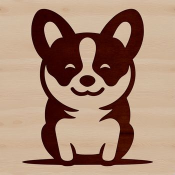 A digital illustration of a Corgi sitting on its haunches, depicted as a vector graphic.
