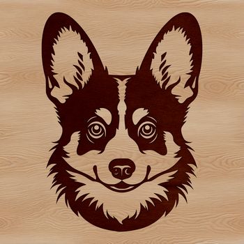 A high-quality digital illustration of a corgi dog's head, suitable for cutting machine stencils and vector art designs.