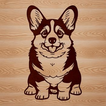 A digital illustration of a sitting Corgi dog breed in vector format.