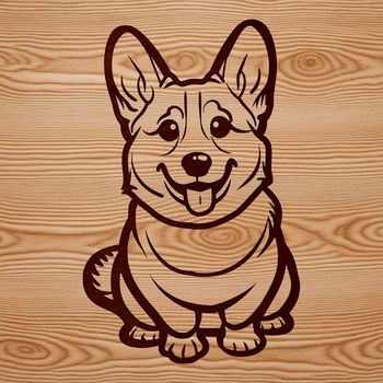 A stylized illustration of a sitting Welsh Corgi breed dog in vector format.