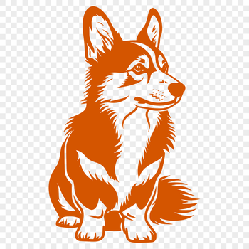 A full-body illustration of a sitting corgi, suitable for vector art and clipart.