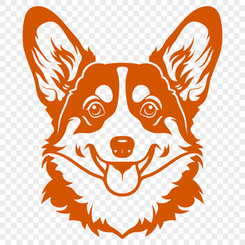 A cute illustration of a corgi's head with its ears and muzzle visible.