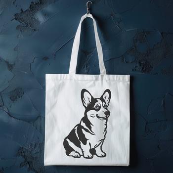High-quality vector graphic of a seated corgi animal in profile.