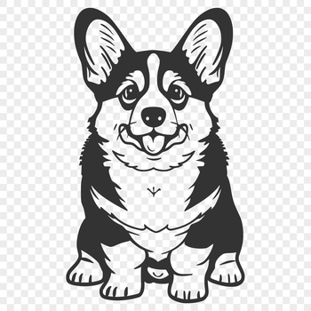 A full-body illustration of a sitting corgi dog breed in vector format.