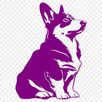A vector graphic representation of a corgi in a seated position.