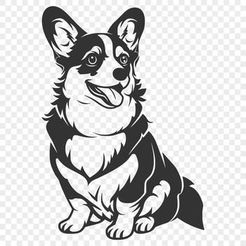 A full-body illustration of a Corgi sitting on its hind legs.