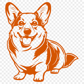 A full-body illustration of a Corgi sitting on its haunches, suitable for vector art design.