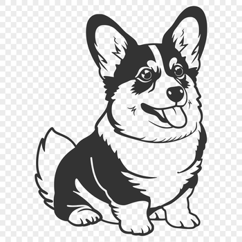 A full-body illustration of a sitting Corgi dog, suitable for vector art projects.