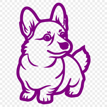 A standing full-body illustration of a corgi dog in a simple design.
