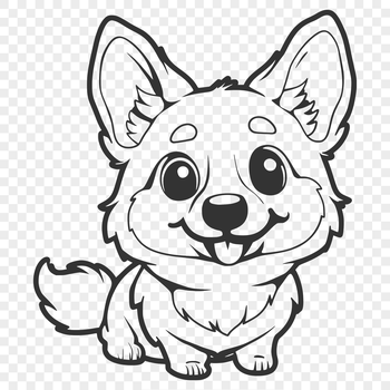 A full-body illustration of a sitting corgi dog in a neutral pose.