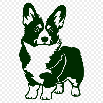A vector graphic representation of a Corgi from head to paw.