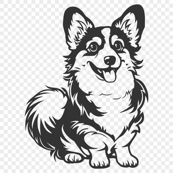 A detailed vector illustration of a full-body sitting Corgi dog, suitable for printing or digital use.