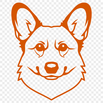 A digital illustration of a corgi's head, suitable for vector art and graphic design.