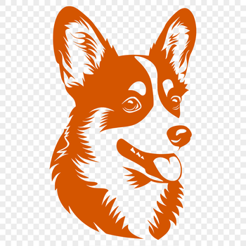 A high-quality illustration of a corgi's head, suitable for digital art and design projects.