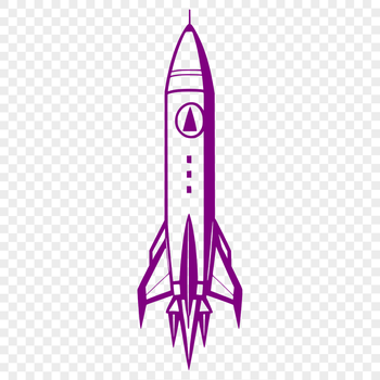 A 2D illustration of a futuristic spaceship designed for vector art and cutting machine stencils.