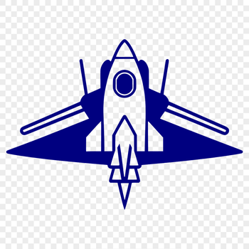 Illustrated vector design of a futuristic spaceship with detailed graphics and bold lines.
