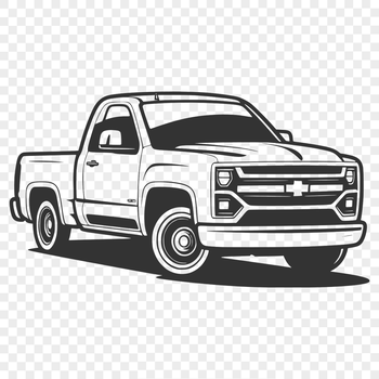 Illustration of a pickup truck with detailed design elements suitable for vector graphics and cutting machine projects.