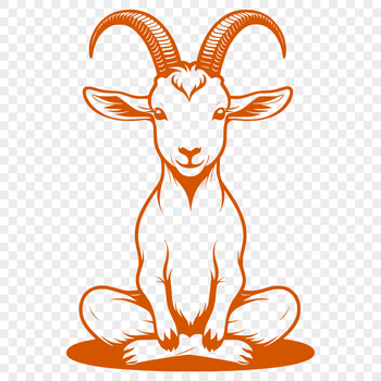 A simple vector illustration of a goat with bold lines and minimal details.