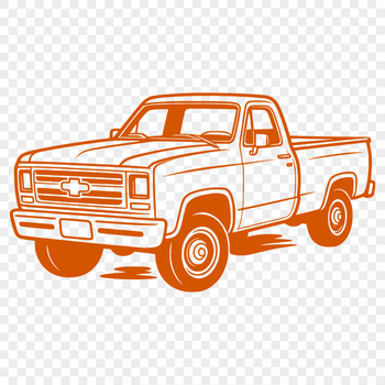 A digital illustration of a pickup truck designed as clip art for vector design projects.