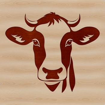 A cow's head with fur and ears, suitable for vector design projects.